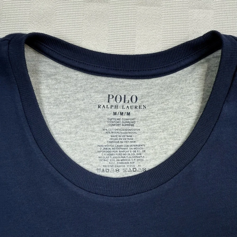 Ralph Lauren Men's Supreme Comfort Cotton Tee T Shirt Short Sleeve Navy Size M - Picture 6 of 11